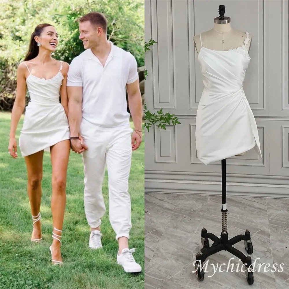 Mermaid Mini Short Wedding Dress Spaghetti Straps with Appliques sold by My Chic Dress product image thumbnail 2