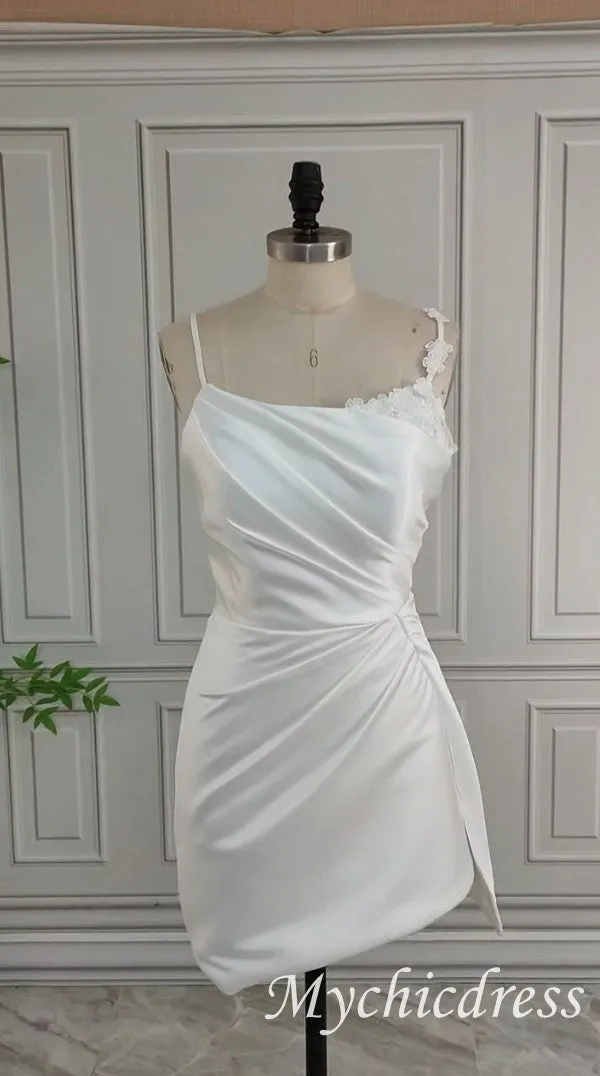 Mermaid Mini Short Wedding Dress Spaghetti Straps with Appliques sold by My Chic Dress product image thumbnail 4