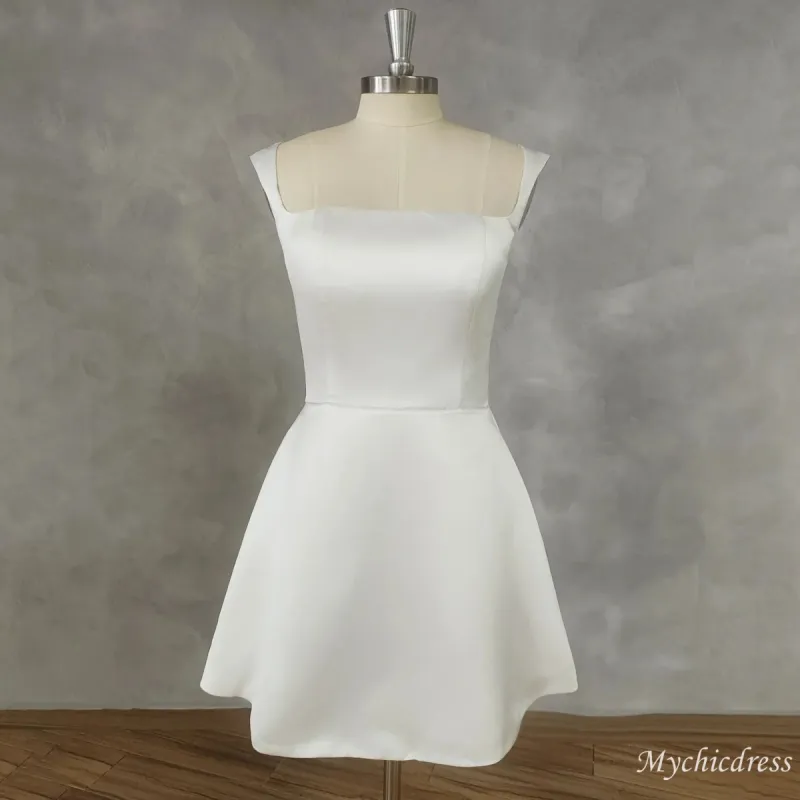 A-Line Beach Mini Wedding Dress Short Sleeveless sold by My Chic Dress