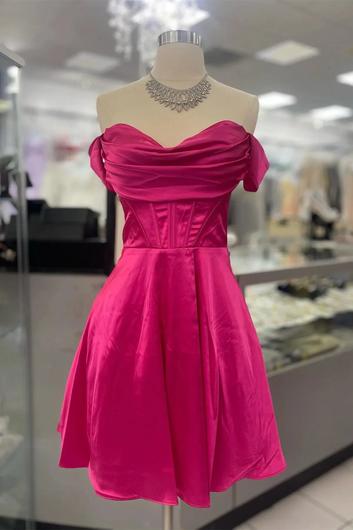 A-Line Hot Pink Homecoming Dresses Short Pleated Sweetheart Party Dress sold by My Chic Dress product image thumbnail 2