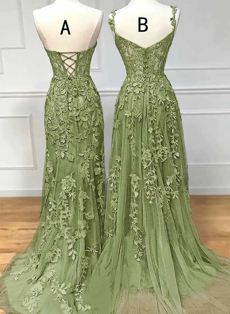 Cheap Green Lace Prom Dress Sage Long Evening Dress UK sold by My Chic Dress product image thumbnail 2