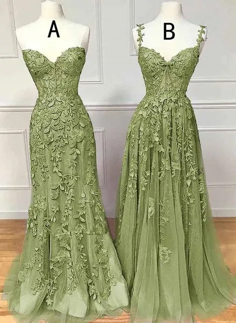Cheap Green Lace Prom Dress Sage Long Evening Dress UK sold by My Chic Dress