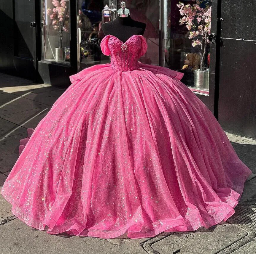 Glitters Quinceanera Dresses Off Shoulder Sweet 16 Party Gowns sold by My Chic Dress