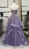 V Neck Semi Formal Dresses Purple Tiered Lace A-line Prom Dress sold by My Chic Dress