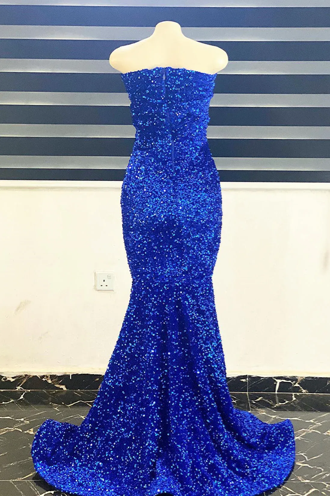 Long Strapless Sequin Formal Dress Royal Blue Mermaid sold by My Chic Dress product image thumbnail 2