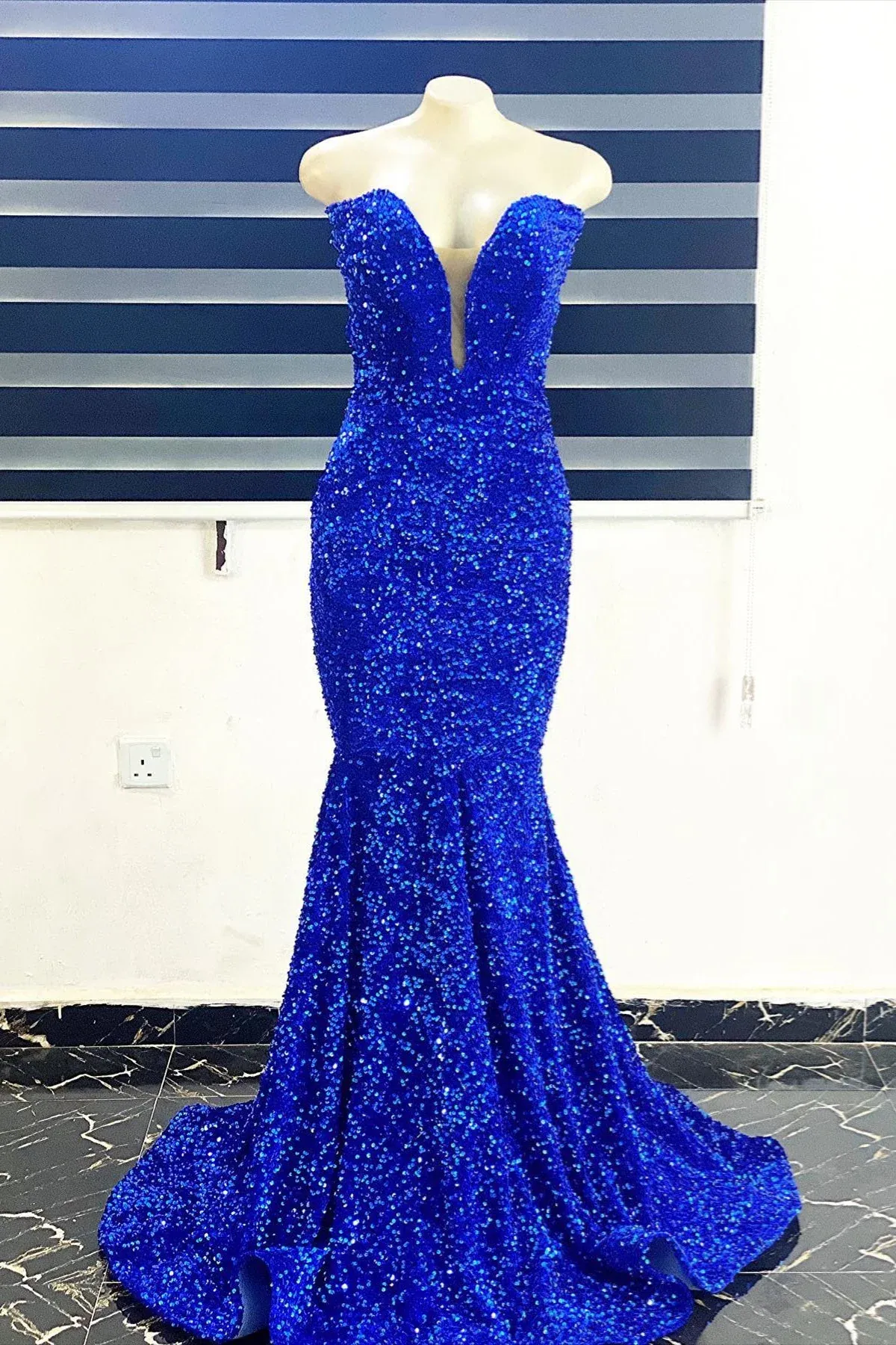 Long Strapless Sequin Formal Dress Royal Blue Mermaid sold by My Chic Dress