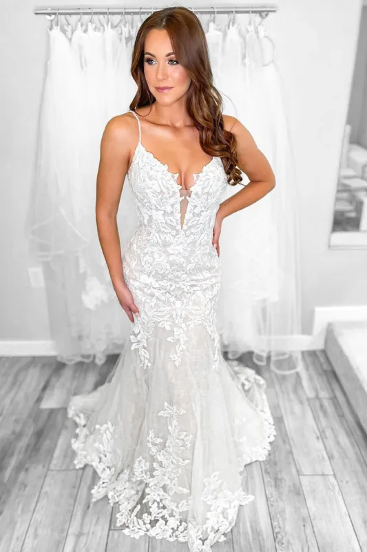 Mermaid Lace Boho Wedding Dresses Beach V Neck Sleeveless sold by My Chic Dress
