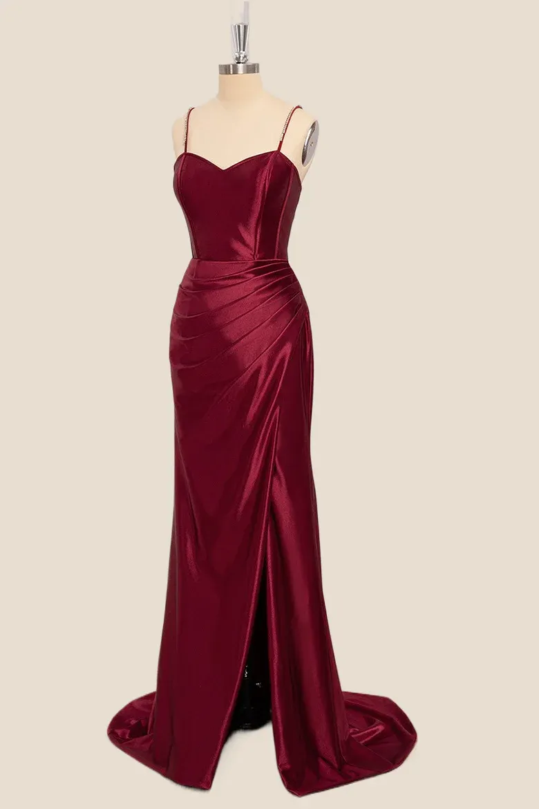 Mermaid Straps Wine Red Long Formal Dress for Wedding Guests sold by My Chic Dress product image thumbnail 3