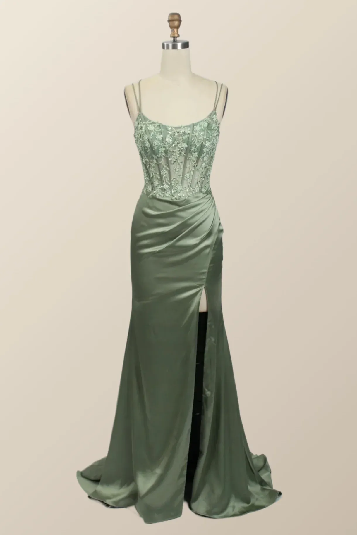 Hot Sage Green Formal Dress Lace Appliques Mermaid Graduation Dress Long sold by My Chic Dress