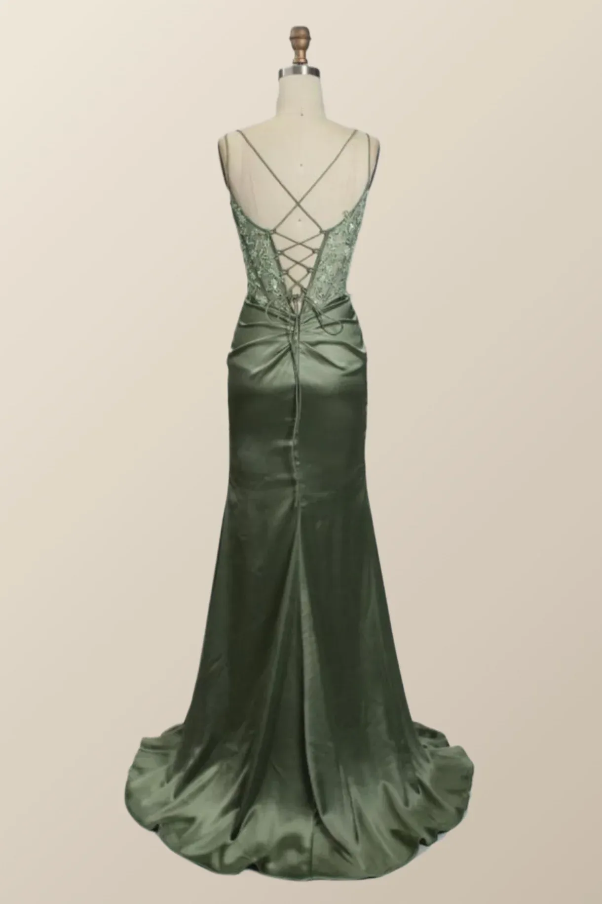 Hot Sage Green Formal Dress Lace Appliques Mermaid Graduation Dress Long sold by My Chic Dress product image thumbnail 2