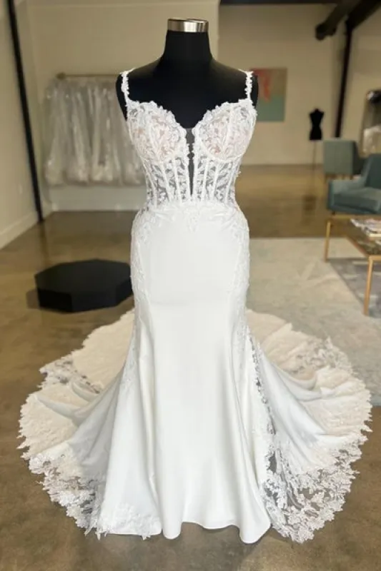 Custom Made Mermaid Lace Wedding Dresses Open Back V Neck sold by My Chic Dress