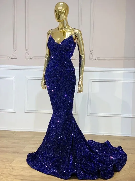 Strapless Sequin Purple Evening Dresses Mermaid Long Prom Dress sold by My Chic Dress product image thumbnail 4