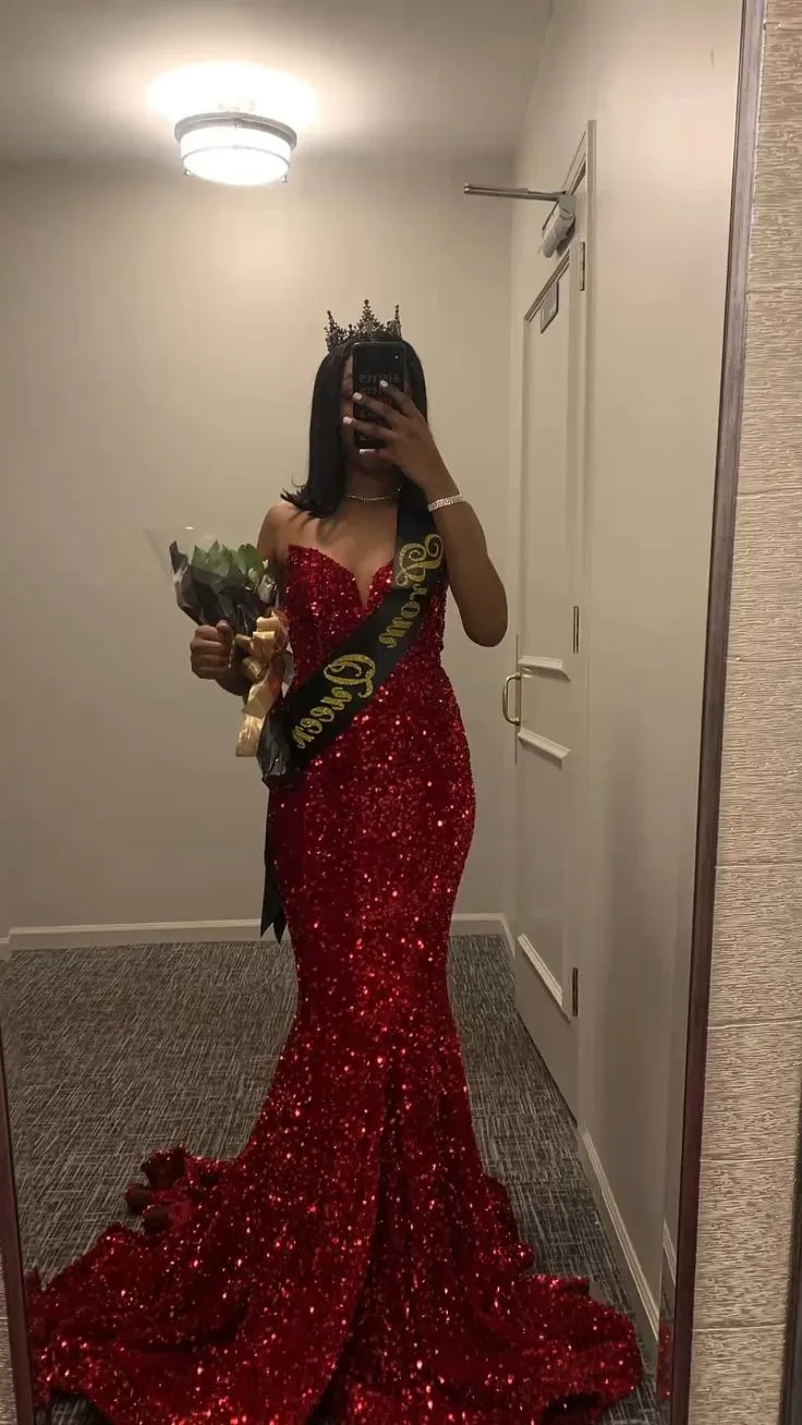 Strapless Sequin Purple Evening Dresses Mermaid Long Prom Dress sold by My Chic Dress product image thumbnail 5