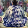 Princess Royal Blue Vestidos De 15 Quinceanera Dresses 3D Floral Crystals sold by My Chic Dress