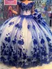 Princess Royal Blue Vestidos De 15 Quinceanera Dresses 3D Floral Crystals sold by My Chic Dress