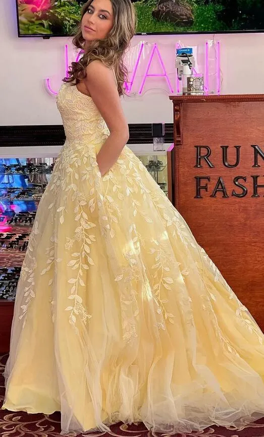 Cheap Long Leaf Lace Prom Formal Dress Ball Gown Straps sold by My Chic Dress product image thumbnail 4