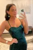 Sequin Long Prom Dress Dark Green Straps Mermaid Formal Gown sold by My Chic Dress