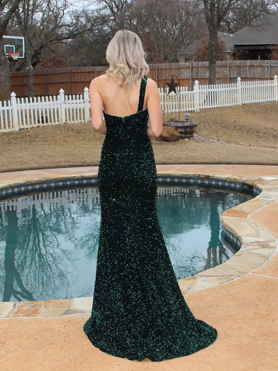 Fuchsia Sequin Prom Dress Long Mermaid Formal Dress Magenta One Shoulder sold by My Chic Dress product image thumbnail 5