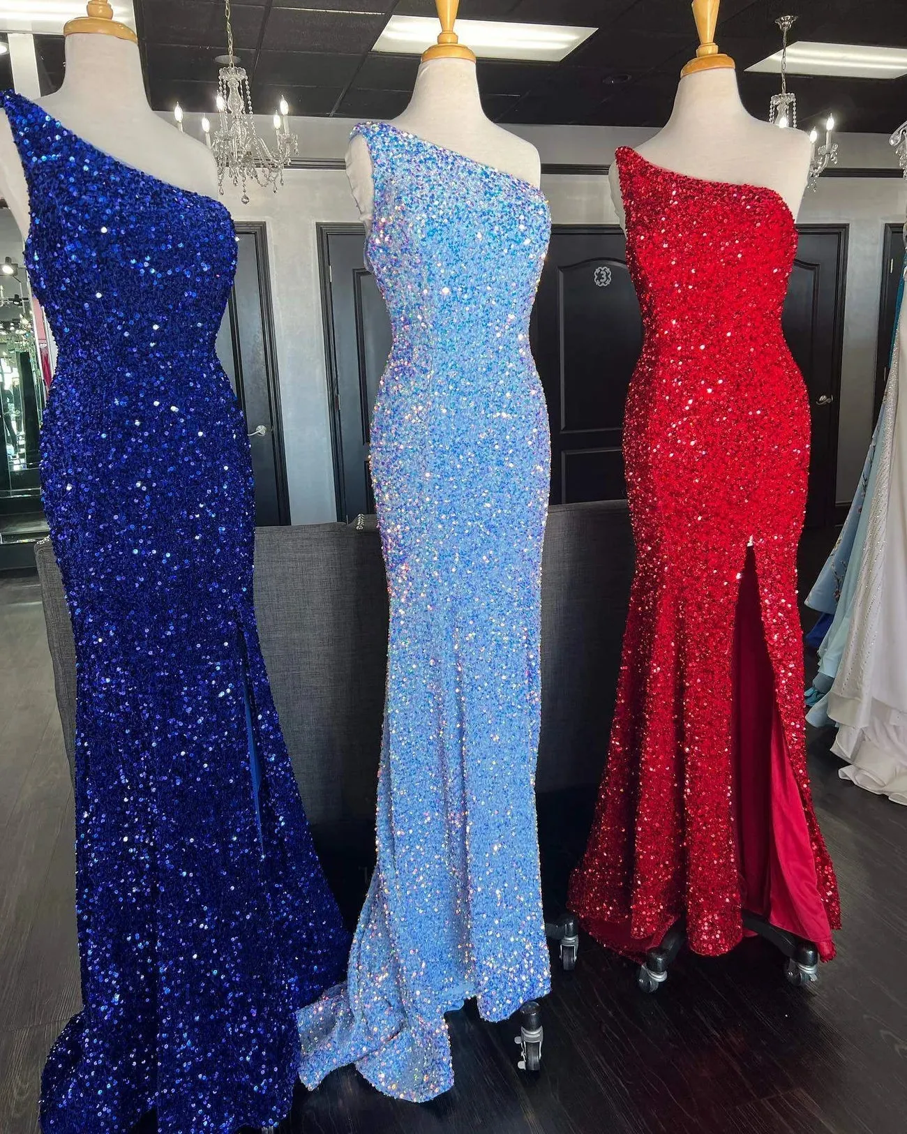 Fuchsia Sequin Prom Dress Long Mermaid Formal Dress Magenta One Shoulder sold by My Chic Dress product image thumbnail 3