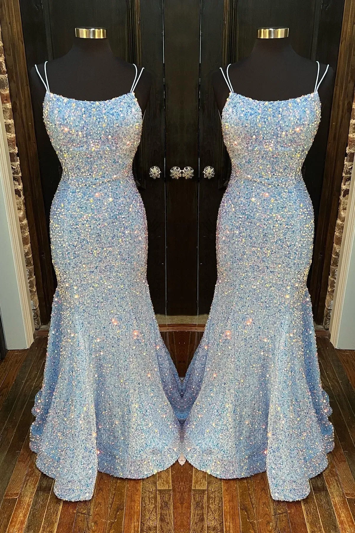 Sequin Purple Prom Dress Mermaid Long Formal Dress Scoop Neck sold by My Chic Dress product image thumbnail 3