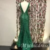 V Neck Emerald Green mermaid Sequin Prom Dresses Long Evening Dress sold by My Chic Dress