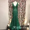 V Neck Emerald Green mermaid Sequin Prom Dresses Long Evening Dress sold by My Chic Dress