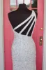 White Sequined Long Prom Dresses Mermaid One Shoulder with Slit sold by My Chic Dress
