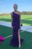 White Sequined Long Prom Dresses Mermaid One Shoulder with Slit sold by My Chic Dress