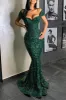 Long Dark Green Sequins Prom Dresses Mermaid UK Evening Dress sold by My Chic Dress