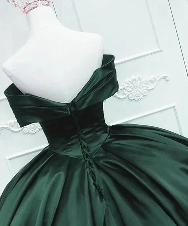 Off the Shoulder Ball Gown Green Satin Quinceanera Dresses sold by My Chic Dress product image thumbnail 3