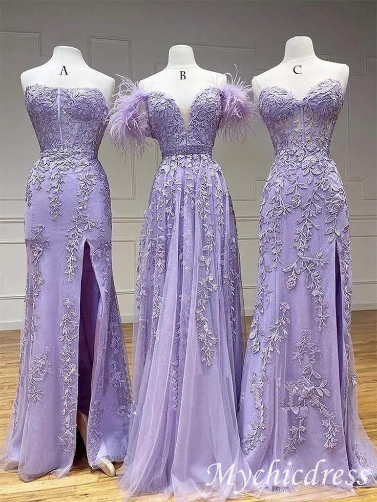 Strapless Corset Purple Violet Lace Prom Dresses Tulle Long Formal Dresses sold by My Chic Dress