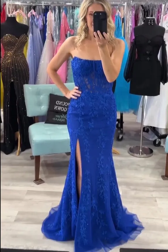 Long Corset Prom Dresses Lace Strapless Mermaid with Slit sold by My Chic Dress product image thumbnail 2