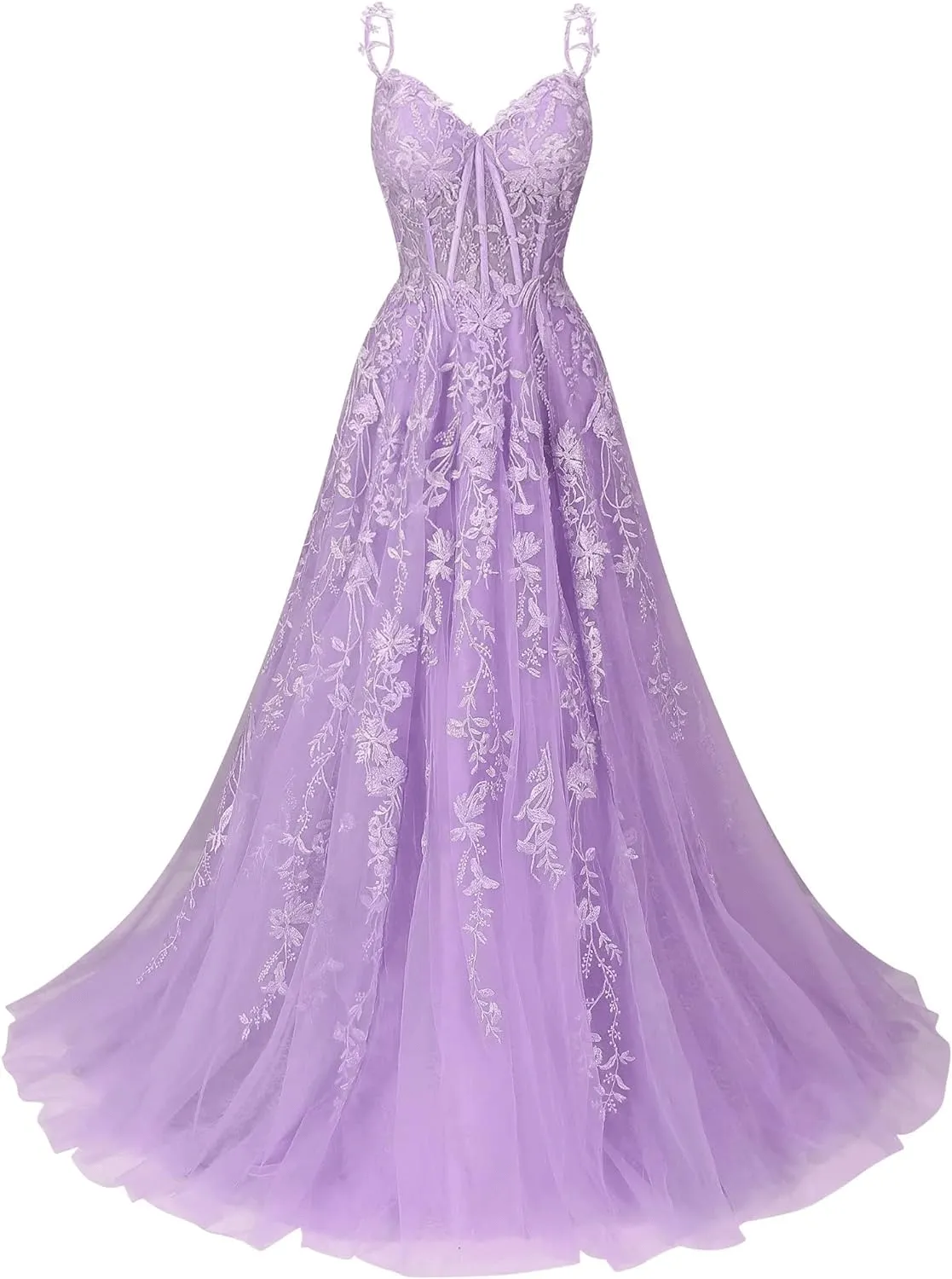 A Line 2025 Lace Violet purple Prom Dresses Lilac Long Formal Dress sold by My Chic Dress product image thumbnail 3