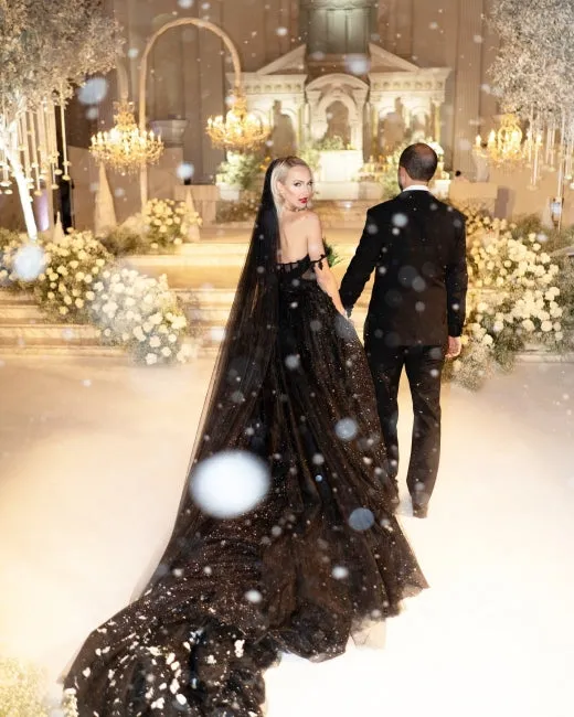 2025 Princess Black Gothic Wedding Dresses with Sequin Lace Applique sold by My Chic Dress product image thumbnail 5