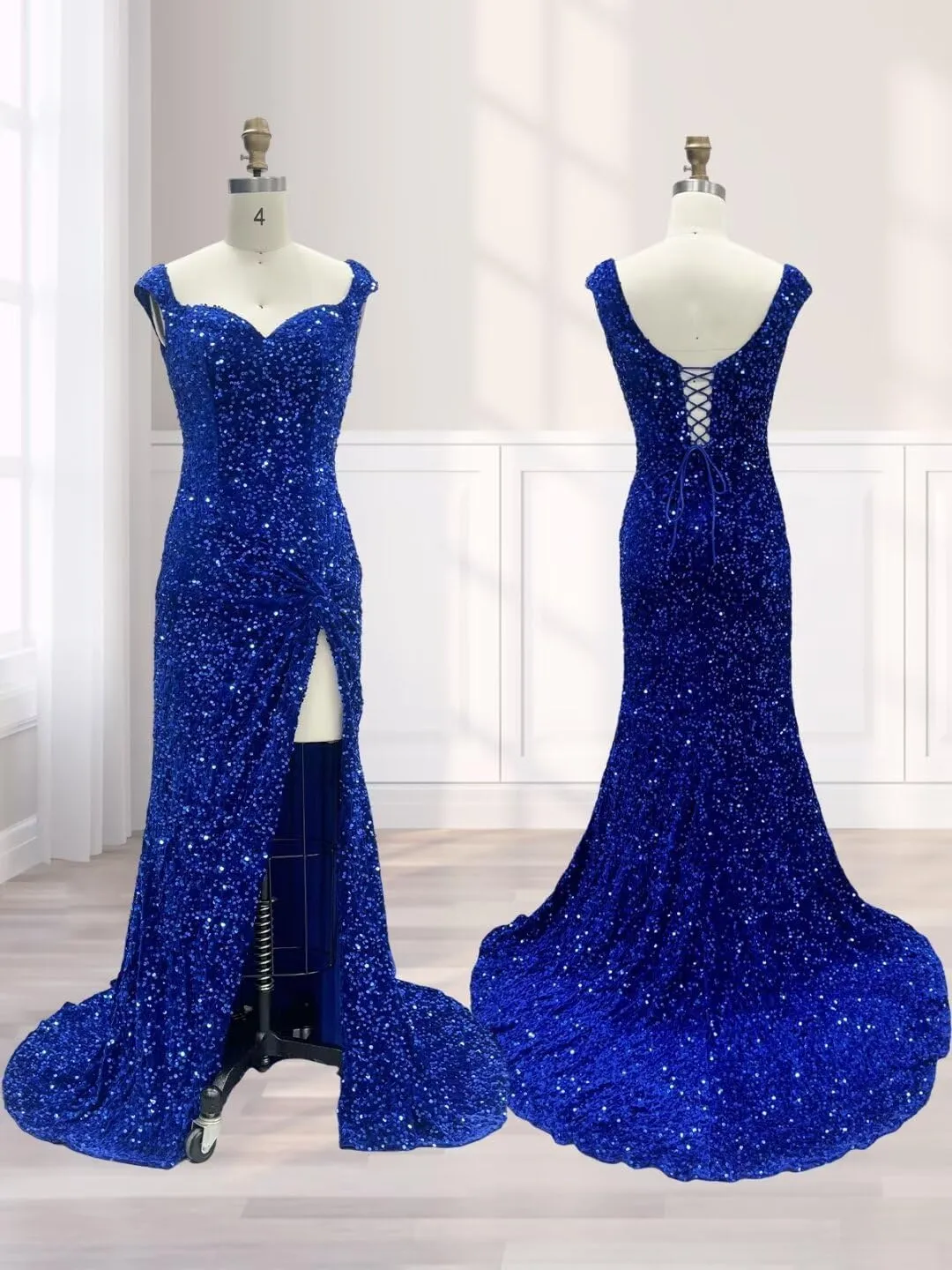 Off the Shoulder Sequin Burgundy Mermaid Prom Dresses Shiny sold by My Chic Dress product image thumbnail 3