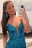 2025 Blue Cheap Sequins Long Mermaid Prom Dresses Strapless sold by My Chic Dress