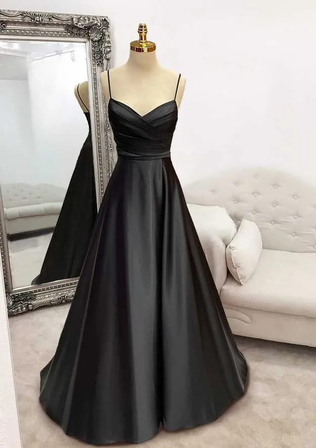 Floor-Length Satin Green Prom Dress A-line With Pleated sold by My Chic Dress product image thumbnail 2