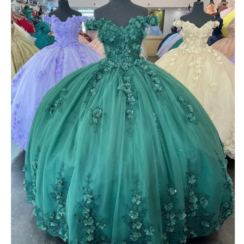 2025 Turquoise Quinceanera Dresses 3D Flower Applique Vestidos De 15 Anos sold by My Chic Dress