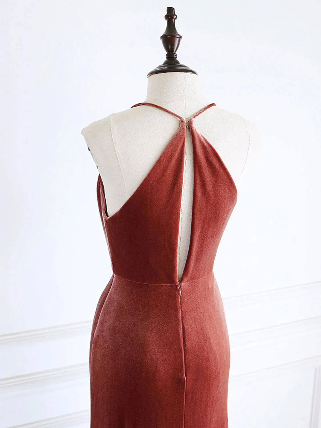 Simple V Neck Velvet Formal Dresses Mermaid Long Wedding Guest Dress sold by My Chic Dress product image thumbnail 3