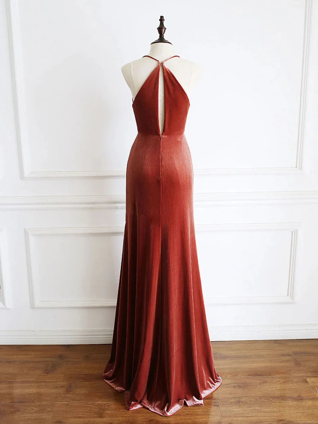 Simple V Neck Velvet Formal Dresses Mermaid Long Wedding Guest Dress sold by My Chic Dress product image thumbnail 2