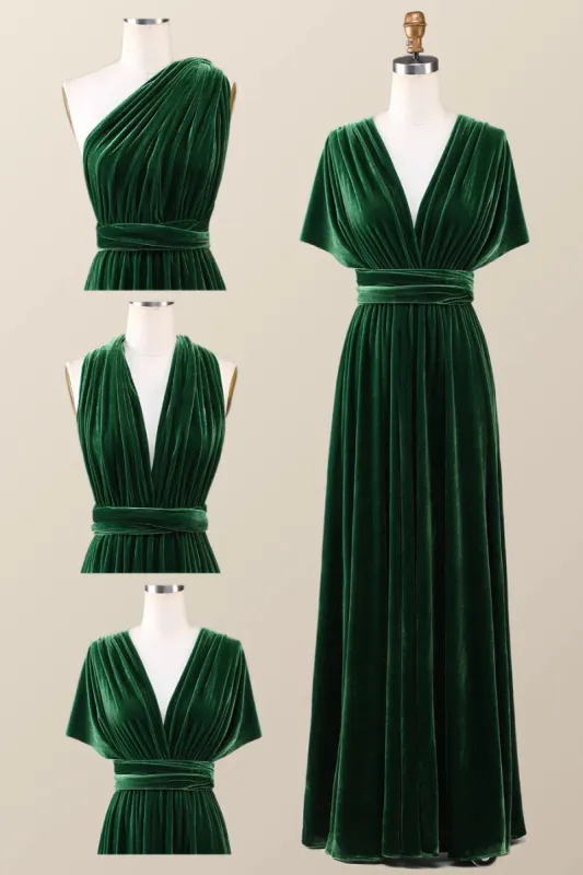 Infinity Dark Green Velvet Bridesmaid Dress Long Winter Formal Dress sold by My Chic Dress