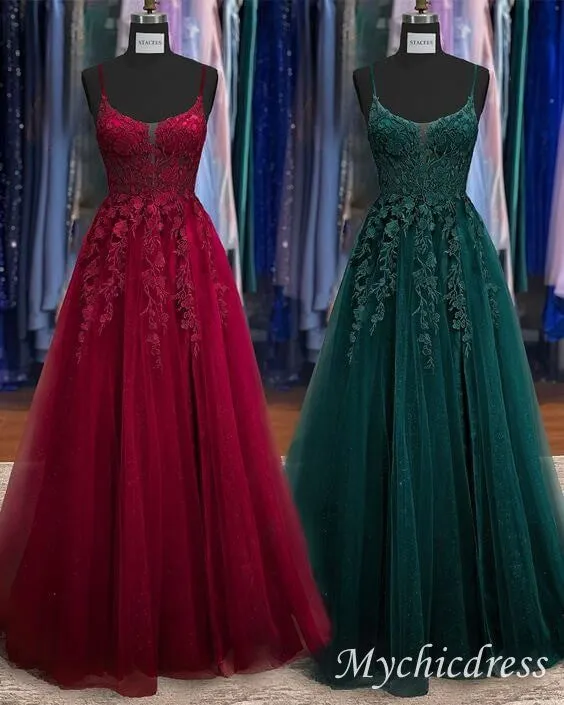 2025 Lace Blue Prom Dresses V Neck Long Formal Dresses Open Back sold by My Chic Dress product image thumbnail 3