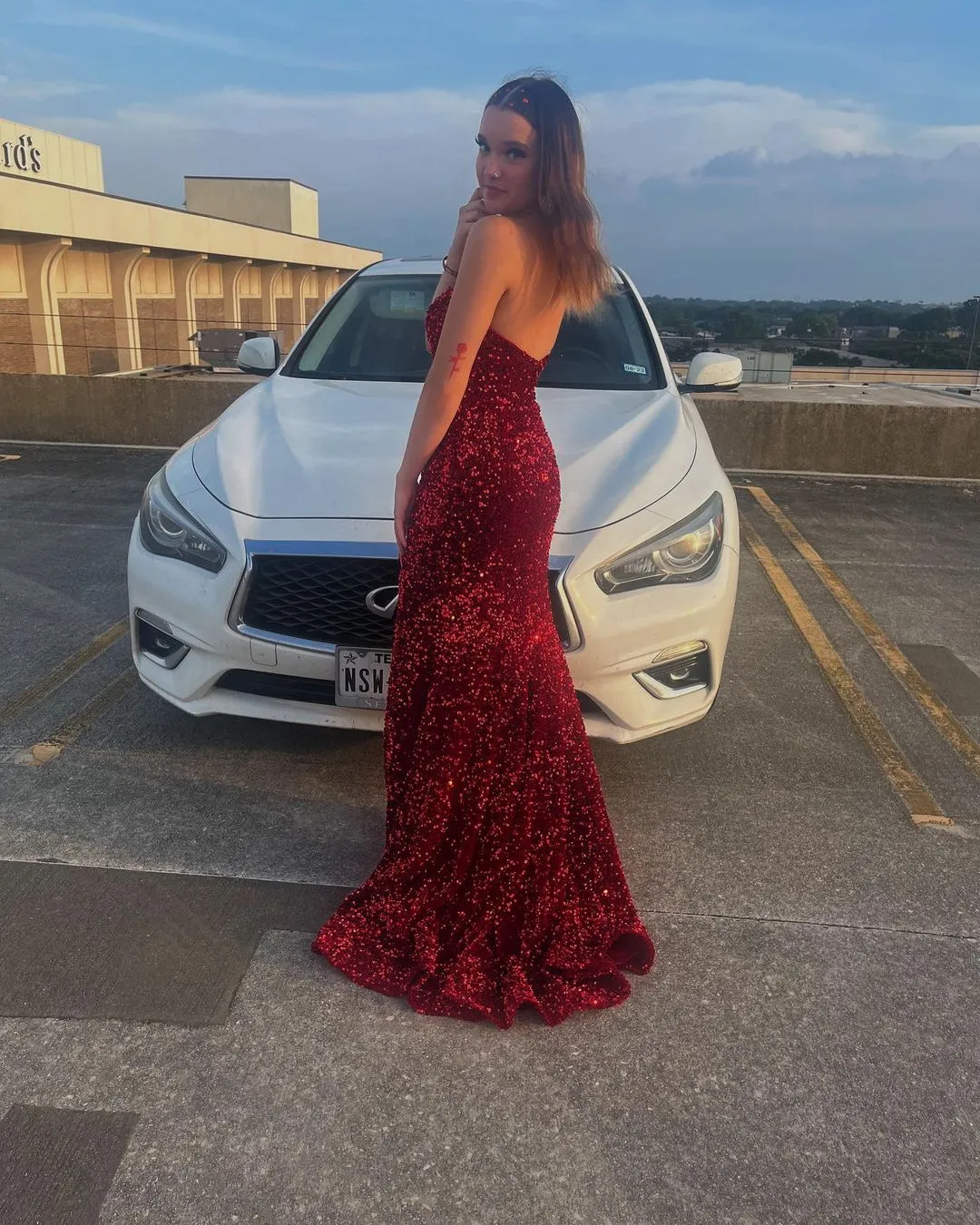 Dark Red Sequin Formal Dresses Long Mermaid Prom Dress Sweetheart with Slit sold by My Chic Dress product image thumbnail 2