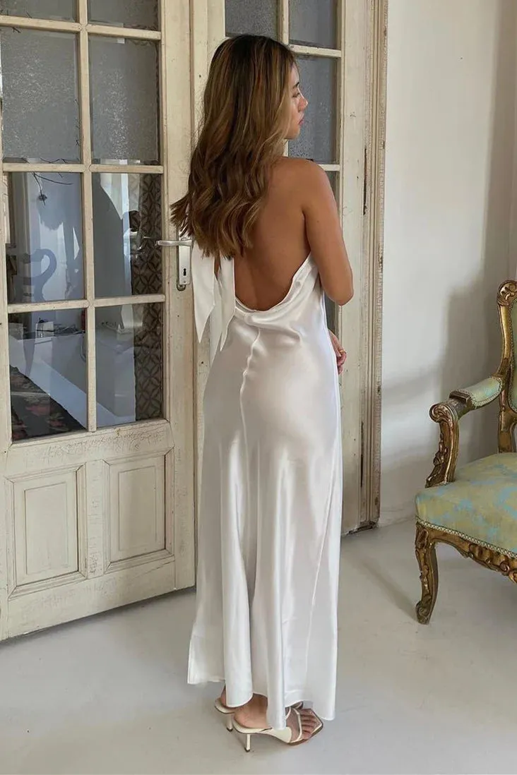 Simple Ivory Wedding Guest Dresses Tea Length Bridesmaid Dress Backless sold by My Chic Dress product image thumbnail 2