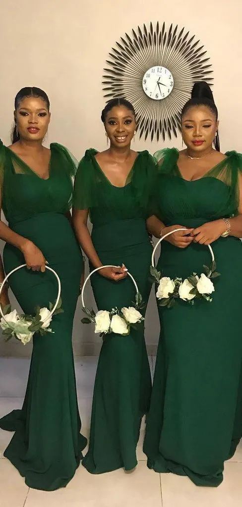 Floor-length Green Tulle Bridesmaid Dresses Mermaid Wedding Party Dress sold by My Chic Dress product image thumbnail 2
