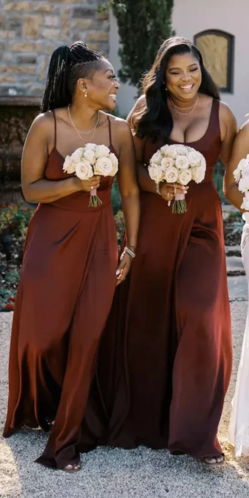 Mismatched Burgundy Formal Bridesmaid Dresses Stretch Satin Fall Wedding sold by My Chic Dress product image thumbnail 2