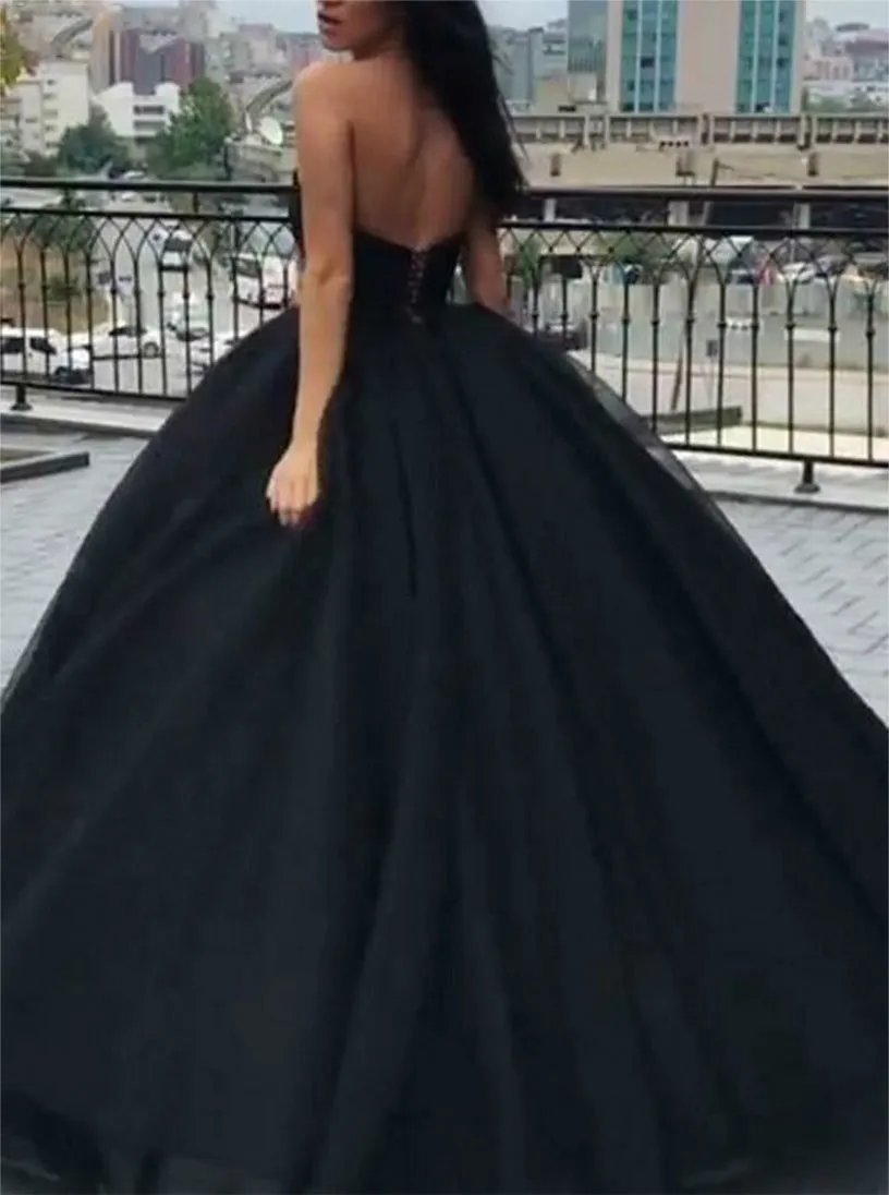 2025 Simple Black Wedding Dresses Gothic V-neck Strapless Bridal Bride Dress sold by My Chic Dress product image thumbnail 4