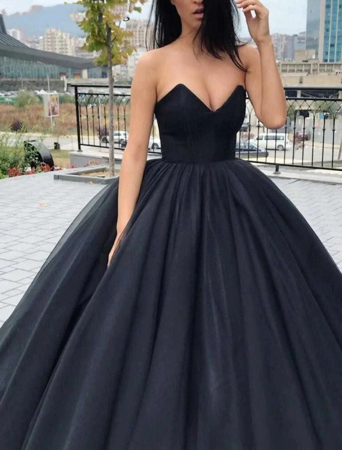 2025 Simple Black Wedding Dresses Gothic V-neck Strapless Bridal Bride Dress sold by My Chic Dress product image thumbnail 2