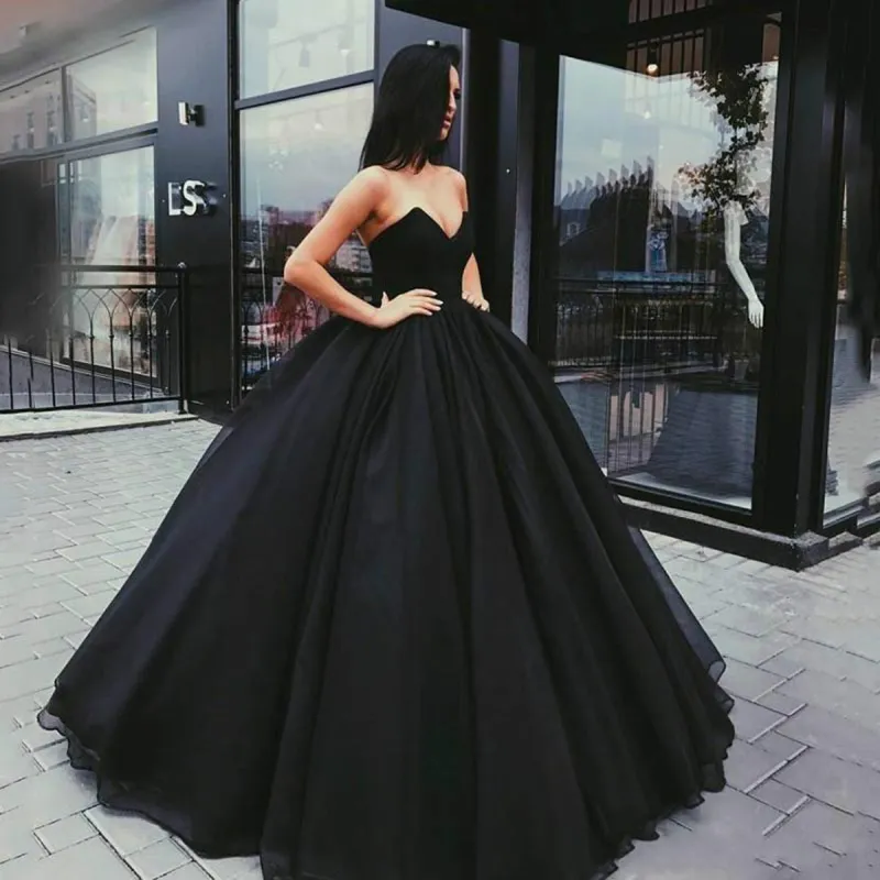 2025 Simple Black Wedding Dresses Gothic V-neck Strapless Bridal Bride Dress sold by My Chic Dress