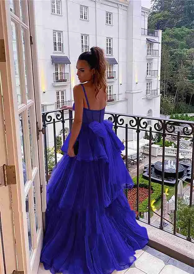 Royal Blue Evening Formal Dresses Layered Tulle Long Prom Dresses A-Line sold by My Chic Dress product image thumbnail 2